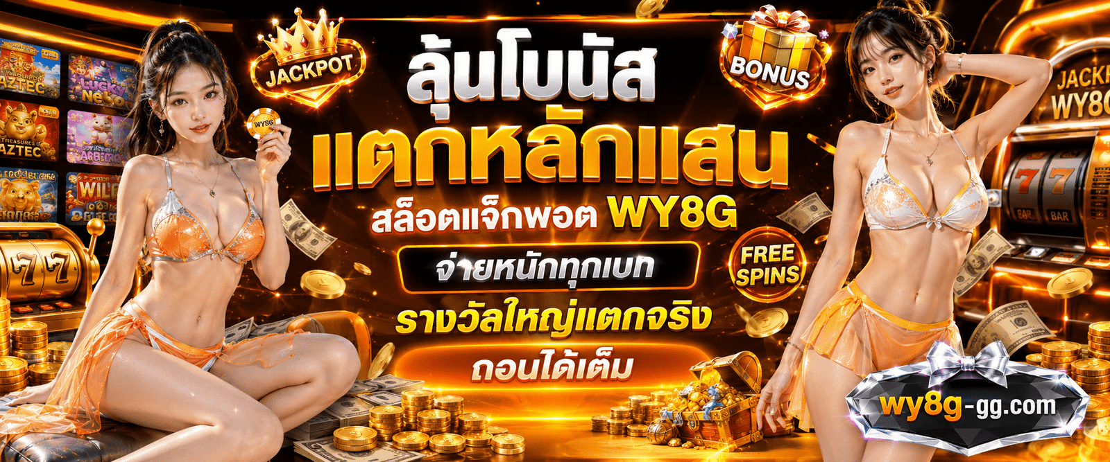 ลุ้นโบนัสแตกหลักแสน สล็อตแจ็กพอต WY8G จ่ายหนักทุกเบท รางวัลใหญ่แตกจริง ถอนได้เต็ม